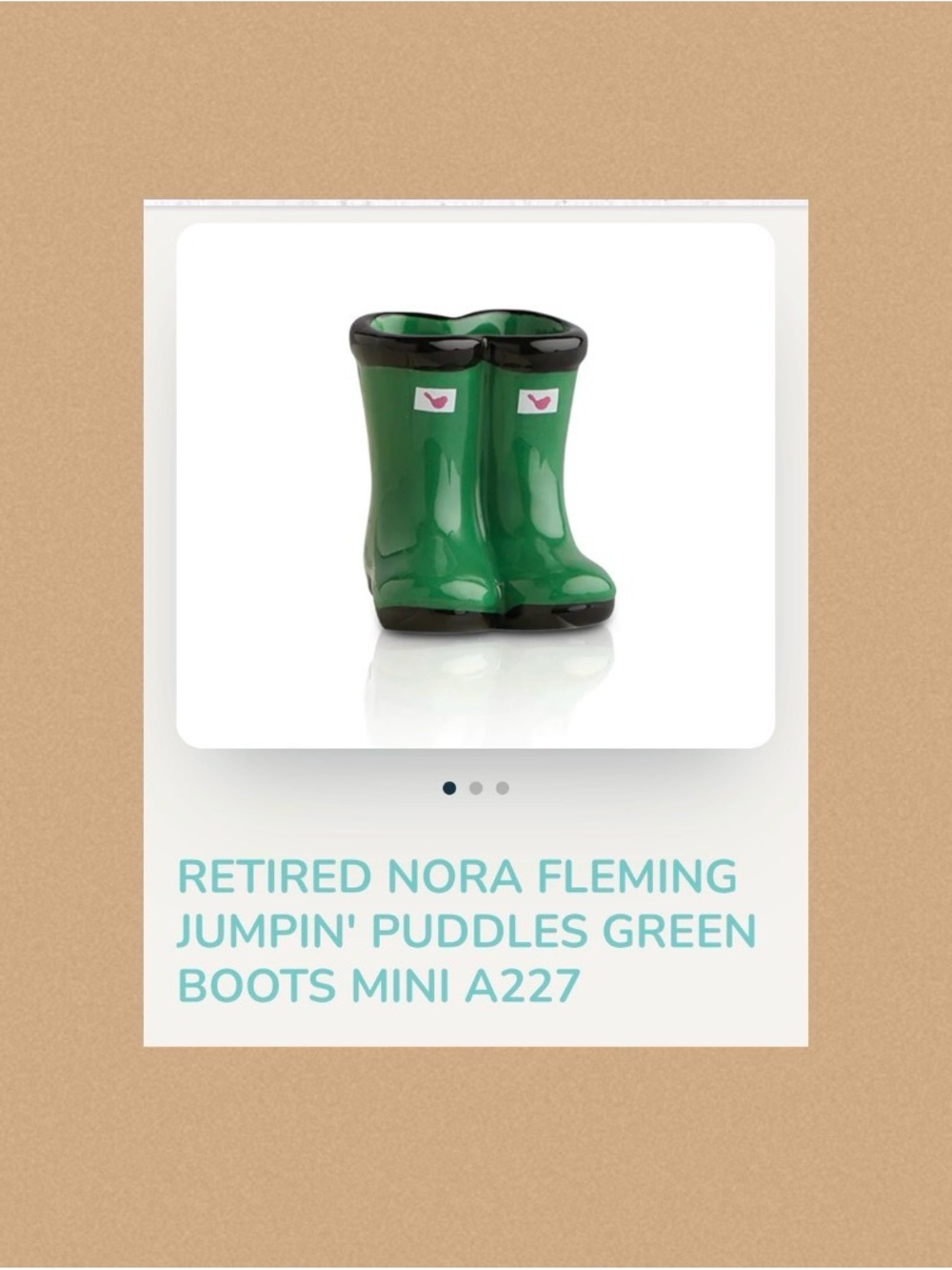 Nora Fleming Green Rain Boots **Retired**